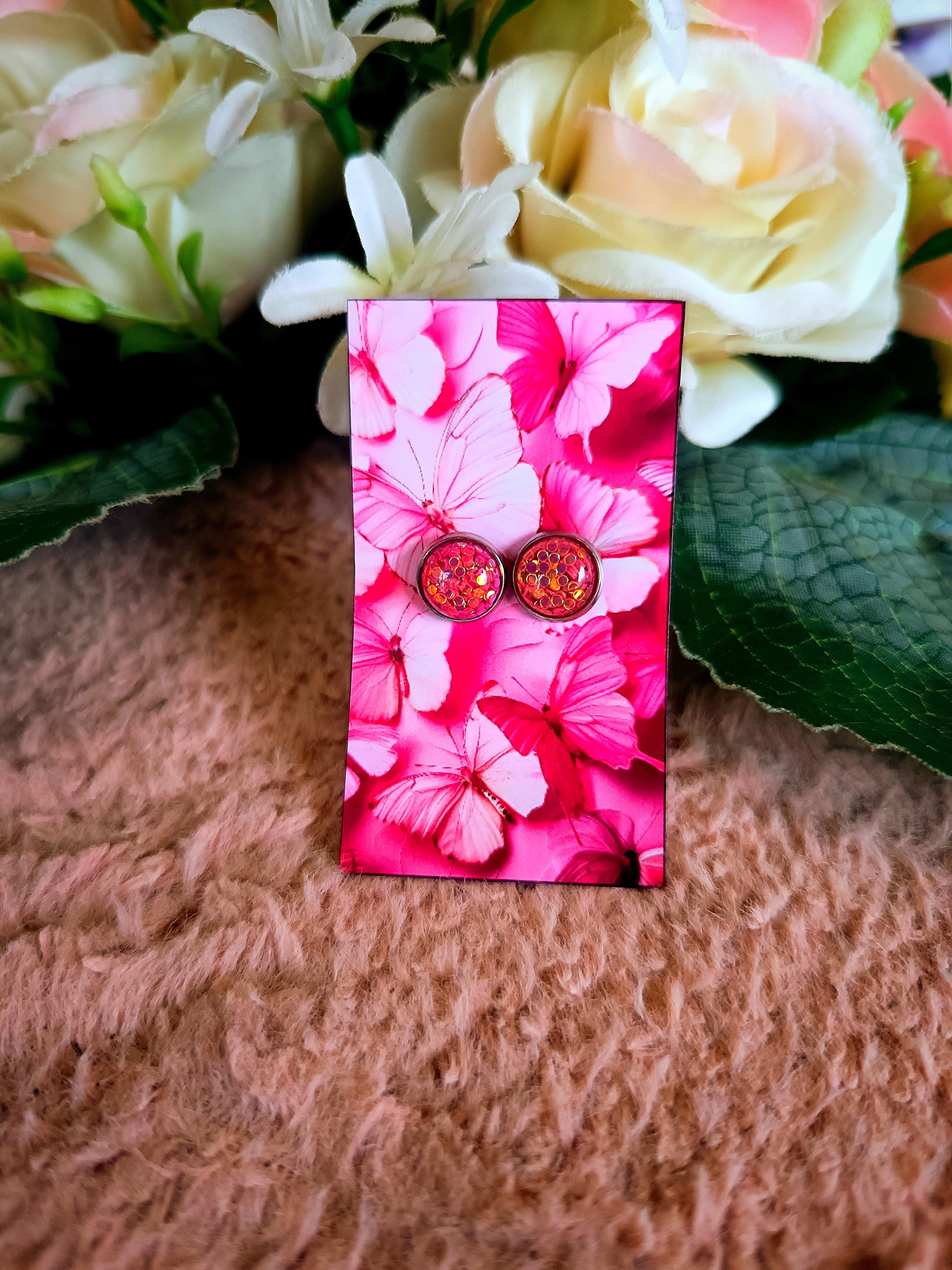 Pink konfetti bedugós nikkelmentes fülbevaló